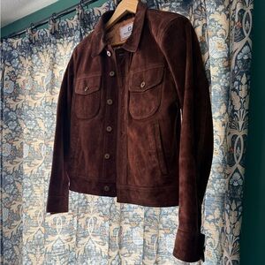 100% Goatskin Suede Brown Jacket